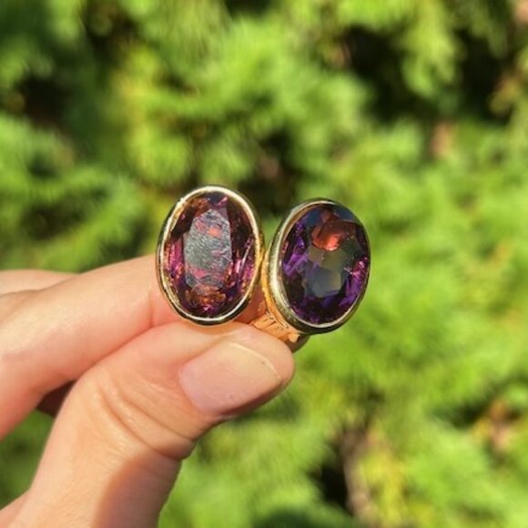 CHRISTIAN DIOR Gold Amethyst Rhinestone EARRING - Picture 7 of 10